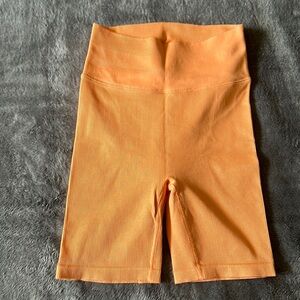 J. Crew Orange SculptStrerch High-Rise Ribbed Biker Shorts & Tank Top Size Small